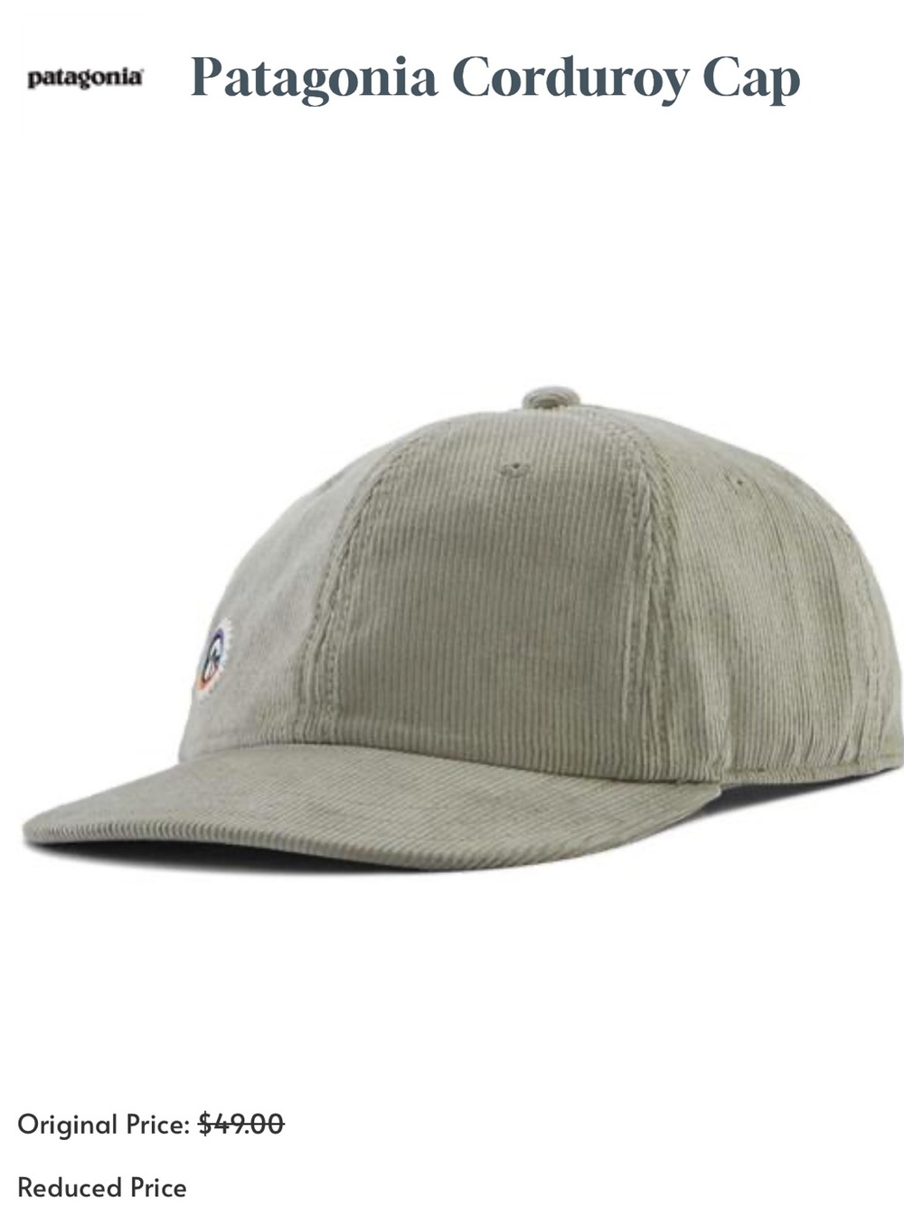 Patagonia Men's Corduroy Cap — Sage Green